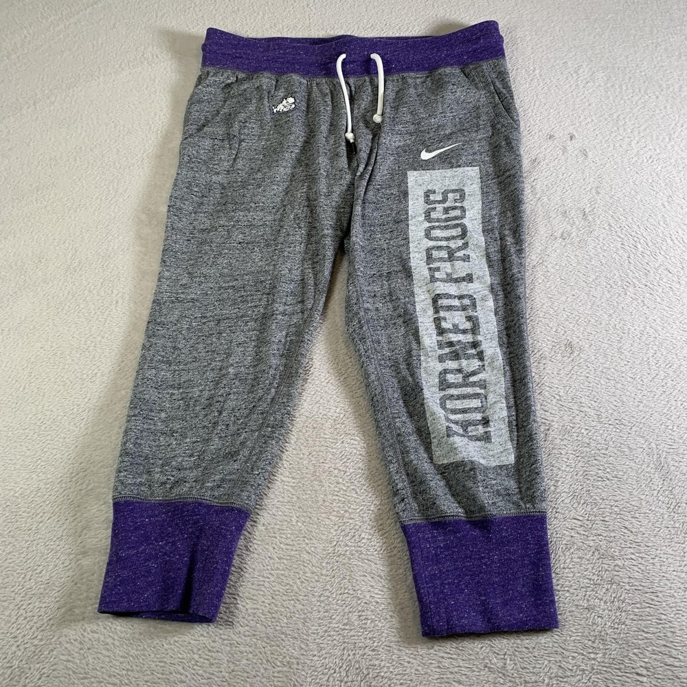 TCU Horned Frogs Pants Womens Medium Gray Purple NCAA Football‎ Nike Joggers